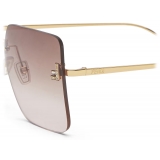 Fendi - Fendi First - Occhiali da Sole Squadrata Oversize - Oro Marrone Rosa Sfumato - Occhiali da Sole - Fendi Eyewear