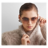 Fendi - Fendi First - Occhiali da Sole Squadrata Oversize - Oro Marrone Rosa Sfumato - Occhiali da Sole - Fendi Eyewear