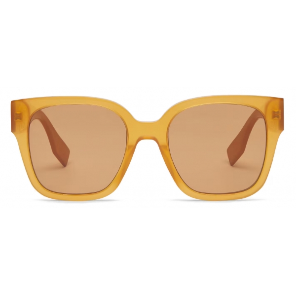 Fendi - Fendi O’Lock - Occhiali da Sole Squadrata - Caramello Trasparente - Occhiali da Sole - Fendi Eyewear