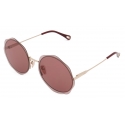 Chloé - Honore Sunglasses in Metal - Gold Burgundy - Chloé Eyewear