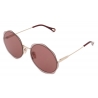 Chloé - Honore Sunglasses in Metal - Gold Burgundy - Chloé Eyewear