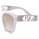 Fendi - Fendi O’Lock - Occhiali da Sole Squadrata - Lilla Trasparente - Occhiali da Sole - Fendi Eyewear