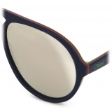 Chloé - Occhiali da Sole Aviator Jasper in Acetato - Blu Marrone Verde Avorio - Chloé Eyewear