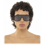 Chloé - Jasper Shield Sunglasses in Acetate - Black Blue Ivory Silver - Chloé Eyewear