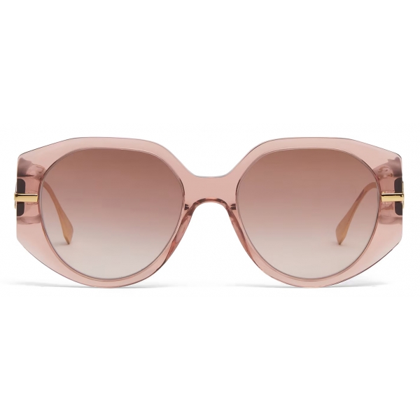 Fendi - Fendi Fendigraphy - Occhiali da Sole Rotondi Oversized - Rosa Trasparente - Occhiali da Sole - Fendi Eyewear
