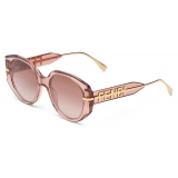 Fendi - Fendi Fendigraphy - Oversized Round Sunglasses - Transparent Pink - Sunglasses - Fendi Eyewear