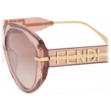 Fendi - Fendi Fendigraphy - Occhiali da Sole Rotondi Oversized - Rosa Trasparente - Occhiali da Sole - Fendi Eyewear