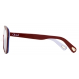 Chloé - Jasper Shield Sunglasses in Acetate - Burgundy Blue Lilac - Chloé Eyewear