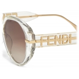 Fendi - Fendi Fendigraphy - Oversized Round Sunglasses - Transparent White - Sunglasses - Fendi Eyewear