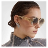 Fendi - Fendi Fendigraphy - Occhiali da Sole Rotondi Oversized - Bianco Trasparente - Occhiali da Sole - Fendi Eyewear