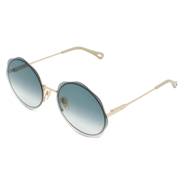 Chloé - Honore Sunglasses in Metal - Gold Turquoise - Chloé Eyewear