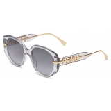 Fendi - Fendi Fendigraphy - Occhiali da Sole Rotondi Oversized - Grigio Trasparente - Occhiali da Sole - Fendi Eyewear