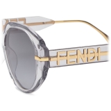 Fendi - Fendi Fendigraphy - Occhiali da Sole Rotondi Oversized - Grigio Trasparente - Occhiali da Sole - Fendi Eyewear