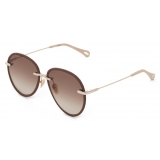 Chloé - Occhiali da Sole Paula Chloé x Eres in Metallo - Ocra Rosso Oro Chiaro - Chloé Eyewear