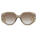 Fendi - Fendi Fendigraphy - Occhiali da Sole Rotondi Oversized - Khaki Trasparente - Occhiali da Sole - Fendi Eyewear