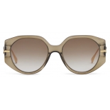 Fendi - Fendi Fendigraphy - Occhiali da Sole Rotondi Oversized - Khaki Trasparente - Occhiali da Sole - Fendi Eyewear