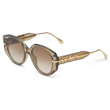 Fendi - Fendi Fendigraphy - Occhiali da Sole Rotondi Oversized - Khaki Trasparente - Occhiali da Sole - Fendi Eyewear