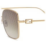 Fendi - Fendi Baguette - Occhiali da Sole Squadrata - Oro Khaki Sfumato - Occhiali da Sole - Fendi Eyewear
