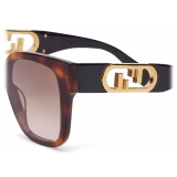 Fendi - Fendi O’Lock - Occhiali da Sole Squadrata - Havana - Occhiali da Sole - Fendi Eyewear