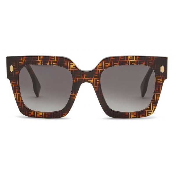Fendi - Fendi Roma - Oversize Square Sunglasses - Havana - Sunglasses - Fendi Eyewear