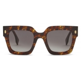 Fendi - Fendi Roma - Occhiali da Sole Squadrata Oversize - Havana - Occhiali da Sole - Fendi Eyewear