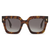 Fendi - Fendi Roma - Oversize Square Sunglasses - Havana - Sunglasses - Fendi Eyewear