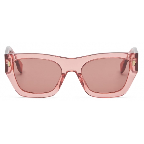 Fendi - Fendi Roma - Occhiali da Sole Rettangolare - Rosa Trasparente - Occhiali da Sole - Fendi Eyewear