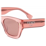 Fendi - Fendi Roma - Occhiali da Sole Rettangolare - Rosa Trasparente - Occhiali da Sole - Fendi Eyewear