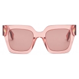 Fendi - Fendi Roma - Occhiali da Sole Squadrata Oversize - Rosa Trasparente - Occhiali da Sole - Fendi Eyewear