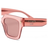 Fendi - Fendi Roma - Oversize Square Sunglasses - Transparent Pink - Sunglasses - Fendi Eyewear