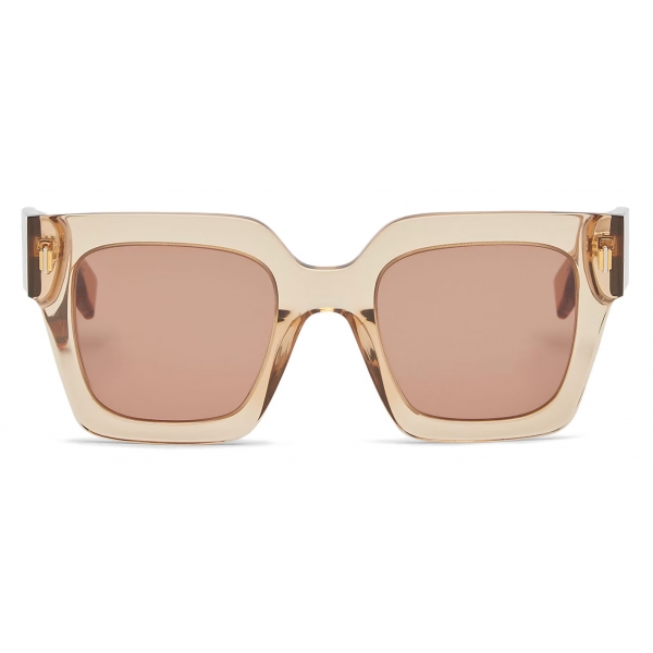 Fendi - Fendi Roma - Oversize Square Sunglasses - Transparent Beige - Sunglasses - Fendi Eyewear