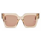 Fendi - Fendi Roma - Occhiali da Sole Squadrata Oversize - Beige Trasparente - Occhiali da Sole - Fendi Eyewear