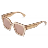 Fendi - Fendi Roma - Occhiali da Sole Squadrata Oversize - Beige Trasparente - Occhiali da Sole - Fendi Eyewear