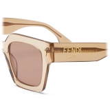 Fendi - Fendi Roma - Occhiali da Sole Squadrata Oversize - Beige Trasparente - Occhiali da Sole - Fendi Eyewear