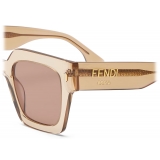 Fendi - Fendi Roma - Oversize Square Sunglasses - Transparent Beige - Sunglasses - Fendi Eyewear