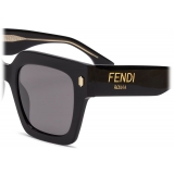 Fendi - Fendi Roma - Occhiali da Sole Squadrata Oversize - Nero - Occhiali da Sole - Fendi Eyewear