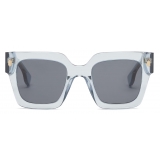Fendi - Fendi Roma - Occhiali da Sole Squadrata Oversize - Azzurro Trasparente - Occhiali da Sole - Fendi Eyewear