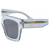 Fendi - Fendi Roma - Occhiali da Sole Squadrata Oversize - Azzurro Trasparente - Occhiali da Sole - Fendi Eyewear