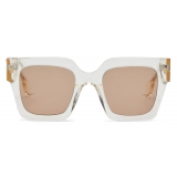 Fendi - Fendi Roma - Occhiali da Sole Squadrata Oversize - Bianco Latte Trasparente - Occhiali da Sole - Fendi Eyewear