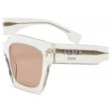 Fendi - Fendi Roma - Oversize Square Sunglasses - Transparent Milk White - Sunglasses - Fendi Eyewear