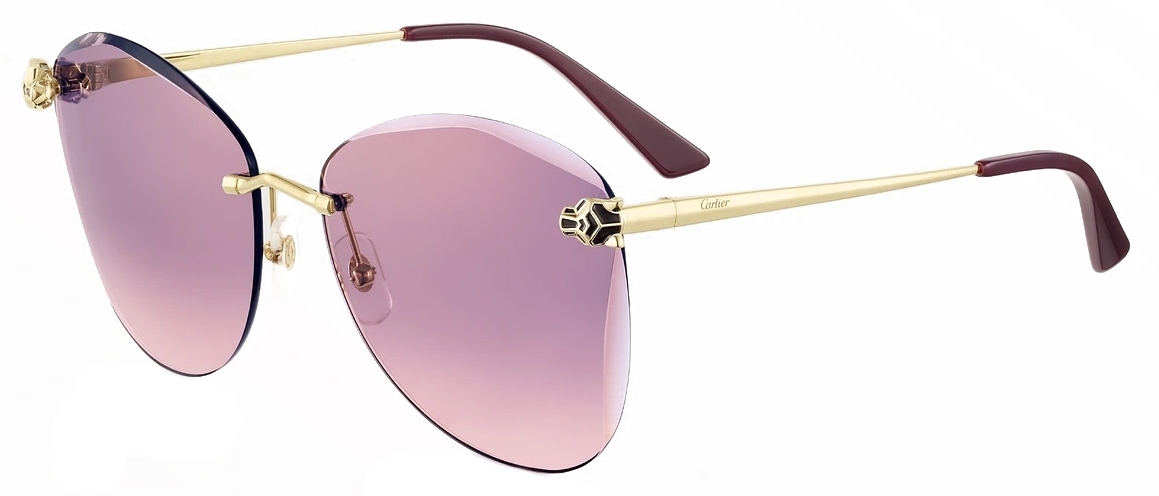 Cartier Geometric Gold Pink Purple with Gold Flash Panth re