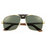 Cartier - Aviator - Gold Polarized Green Lenses - Santos de Cartier Collection - Sunglasses - Cartier Eyewear