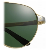 Cartier - Pilot - Gold Platinum Green Lenses - Santos de Cartier Collection - Sunglasses - Cartier Eyewear