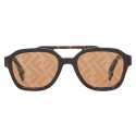 Fendi - Fendi Bilayer - Occhiali da Sole Squadrata - Havana - Occhiali da Sole - Fendi Eyewear