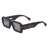 Fendi - Fendi Fendigraphy - Occhiali da Sole Rettangolare - Nero - Occhiali da Sole - Fendi Eyewear