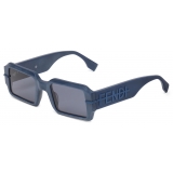 Fendi - Fendi Fendigraphy - Occhiali da Sole Rettangolare - Blu - Occhiali da Sole - Fendi Eyewear