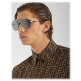 Fendi - FF Match - Oversized Shield Sunglasses - Ruthenium Grey - Sunglasses - Fendi Eyewear