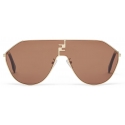 Fendi - FF Match - Oversized Shield Sunglasses - Gold Brown - Sunglasses - Fendi Eyewear