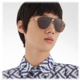 Fendi - FF Match - Oversized Shield Sunglasses - Gold Brown - Sunglasses - Fendi Eyewear