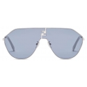 Fendi - FF Match - Oversized Shield Sunglasses - Palladium Blue - Sunglasses - Fendi Eyewear